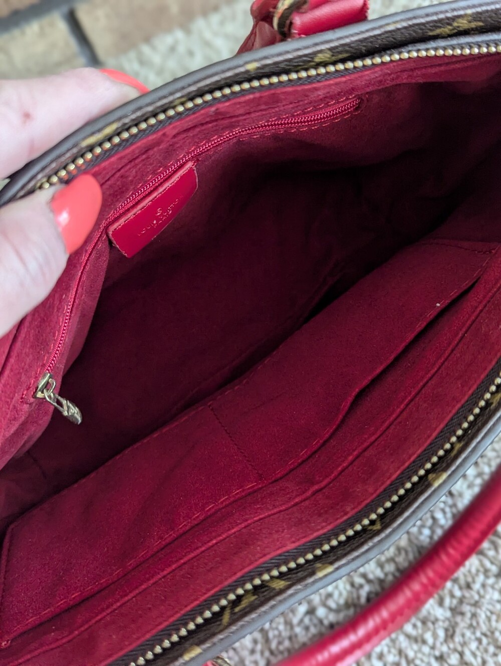 Monogram Brown & Red/Pink Fashion Tote Purse - Picture 7 of 15